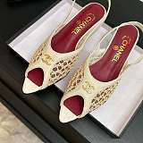 Chanel Mixed Fiber Leather Sandals in Ivory