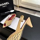 Chanel Mixed Fiber Leather Sandals in Camel