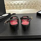 Chanel Mixed Fiber Leather Sandals in Black & Red