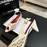 Chanel Mixed Fiber Leather Sandals in Ivory