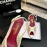 Chanel Mixed Fiber Leather Sandals in Ivory