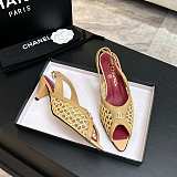 Chanel Mixed Fiber Leather Sandals in Camel