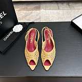 Chanel Mixed Fiber Leather Sandals in Camel