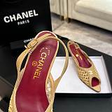 Chanel Mixed Fiber Leather Sandals in Camel