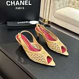 Chanel Mixed Fiber Leather Sandals in Camel