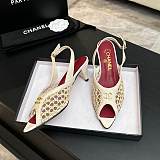 Chanel Mixed Fiber Leather Sandals in Ivory