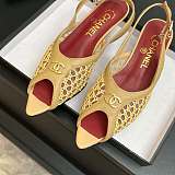 Chanel Mixed Fiber Leather Sandals in Camel