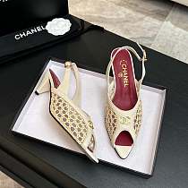 Chanel Mixed Fiber Leather Sandals in Ivory