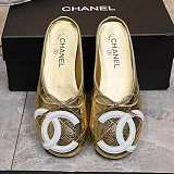 Chanel Metallic Quilted Flat Mules
