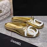 Chanel Metallic Quilted Flat Mules