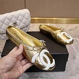 Chanel Metallic Quilted Flat Mules