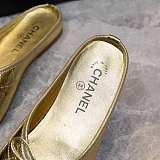 Chanel Metallic Quilted Flat Mules