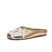 Chanel Metallic Quilted Flat Mules