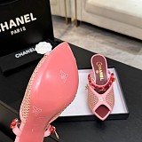 Chanel Leather Mules in Pink (The CHANEL Coco Beach 2026 collection Look 18)