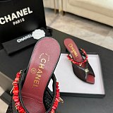 Chanel Leather Mules in Black(The CHANEL Coco Beach 2026 collection Look 36)