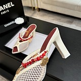 Chanel Leather Mules in White(The CHANEL Coco Beach 2026 collection Look 18)