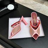 Chanel Leather Mules in Pink (The CHANEL Coco Beach 2026 collection Look 18)