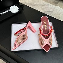 Chanel Leather Mules in Pink (The CHANEL Coco Beach 2026 collection Look 18)