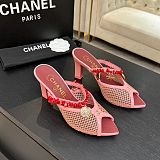 Chanel Leather Mules in Pink (The CHANEL Coco Beach 2026 collection Look 18)