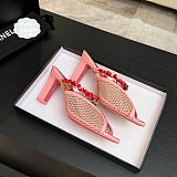 Chanel Leather Mules in Pink (The CHANEL Coco Beach 2026 collection Look 18)