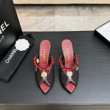 Chanel Leather Mules in Black(The CHANEL Coco Beach 2026 collection Look 36)