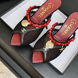 Chanel Leather Mules in Black(The CHANEL Coco Beach 2026 collection Look 36)