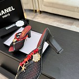 Chanel Leather Mules in Black(The CHANEL Coco Beach 2026 collection Look 36)