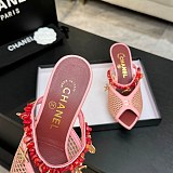 Chanel Leather Mules in Pink (The CHANEL Coco Beach 2026 collection Look 18)