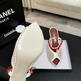 Chanel Leather Mules in White(The CHANEL Coco Beach 2026 collection Look 18)