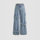 Loose Jeans with Bows