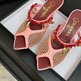 Chanel Leather Mules in Pink (The CHANEL Coco Beach 2026 collection Look 18)
