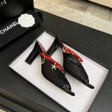 Chanel Leather Mules in Black(The CHANEL Coco Beach 2026 collection Look 36)