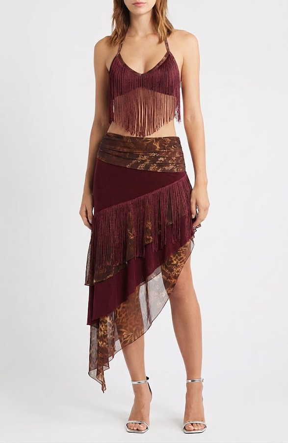 Halter Fringe Skirt Set