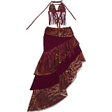 Halter Fringe Skirt Set