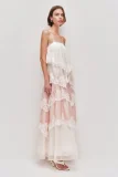 Chiffon Gradient Color Lace Maxi Dress