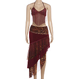 Halter Fringe Skirt Set