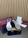 Women's thong sandal with Interlocking G metallic silver leather