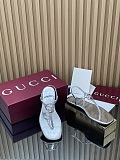Women's thong sandal with Interlocking G metallic silver leather