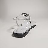 Women's thong sandal with Interlocking G metallic silver leather