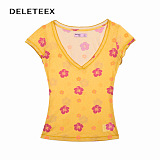 Plunging Neck Bat Shoulder Tee Top