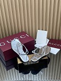 Women's thong sandal with Interlocking G metallic silver leather