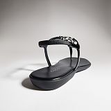 Women's thong sandal with Interlocking G black patent leather