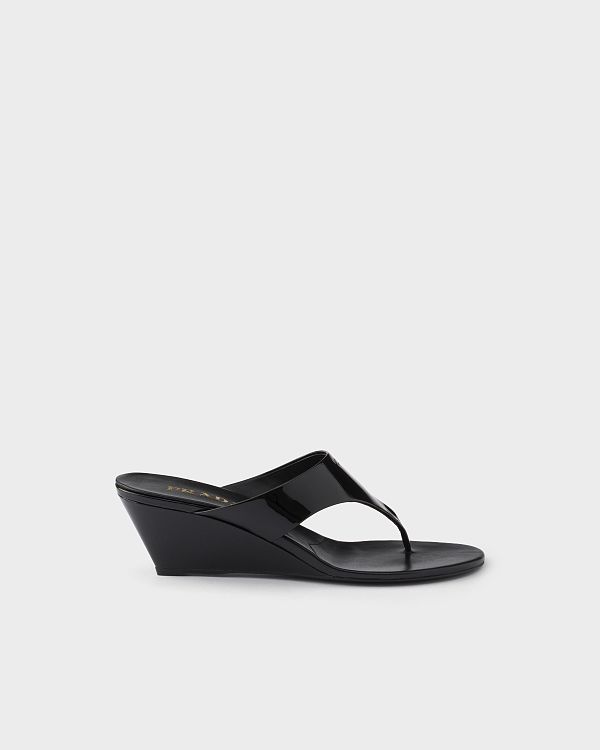 Prada Patent Leather Thong Sandals