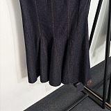 Topstitched Denim Dress