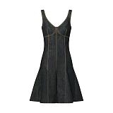 Topstitched Denim Dress