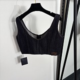 Topstitched Denim Crop Top