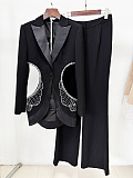 French Vintage Black Lace Slim Fit Tailored Suit