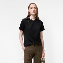 Tie-sleeve Cotton T-shirt in Black