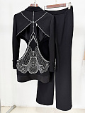 French Vintage Black Lace Slim Fit Tailored Suit