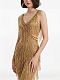 Plunging Neck Fringes Jumpsuit